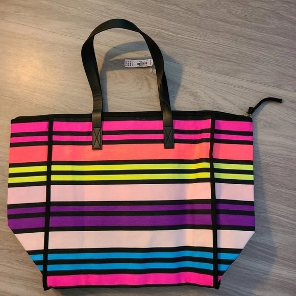 *NWT* Victoria's Secret Multicolor Striped Tote Bag - Picture 2 of 6
